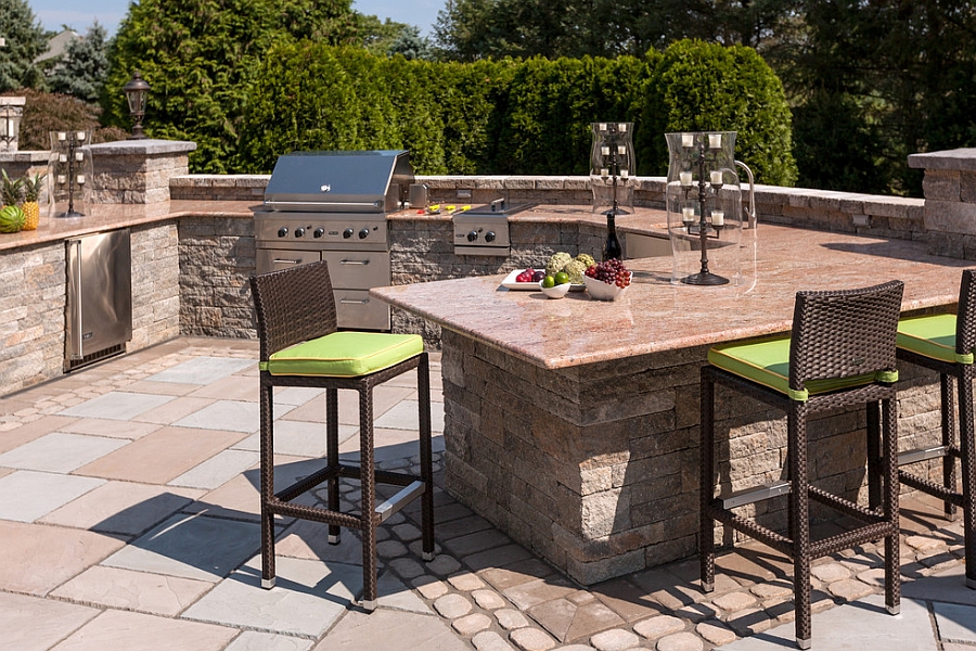 Beautiful outdoor kitchen with smart bar stools from Source Oudtoor