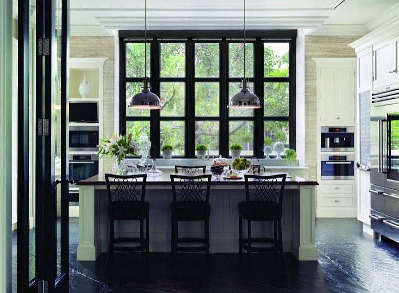 Black slate flooring in the kitchen is both sophisticated and trendy [From: World Architecture News]