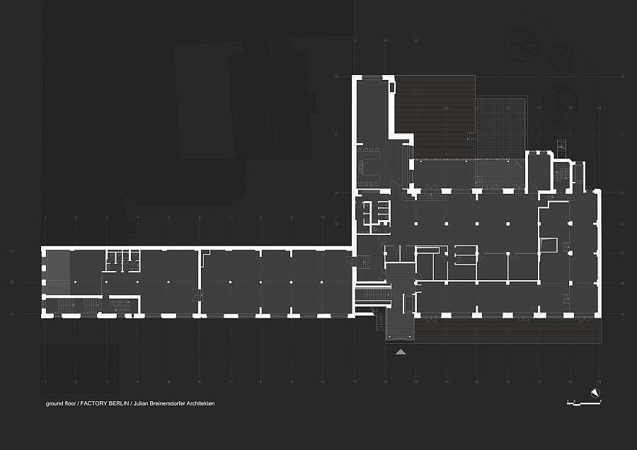 Blueprint of the ground floor of Factory Berlin