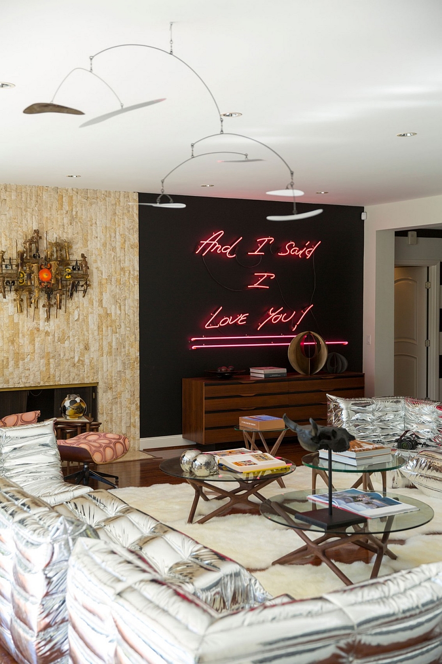 Mid-Century Modern Beverly Hills Residence, Vintage Style, Neon Lights