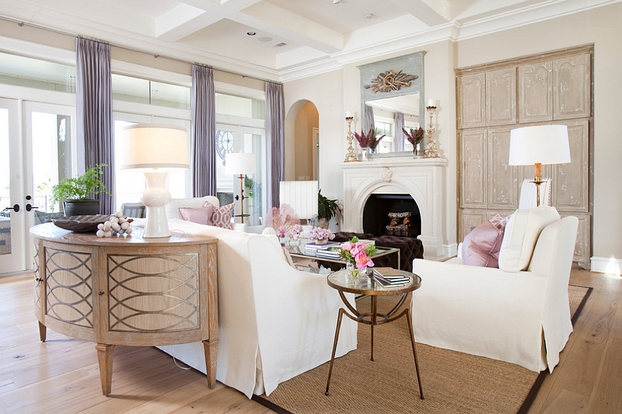 Cheerful and serene modern feminine living room