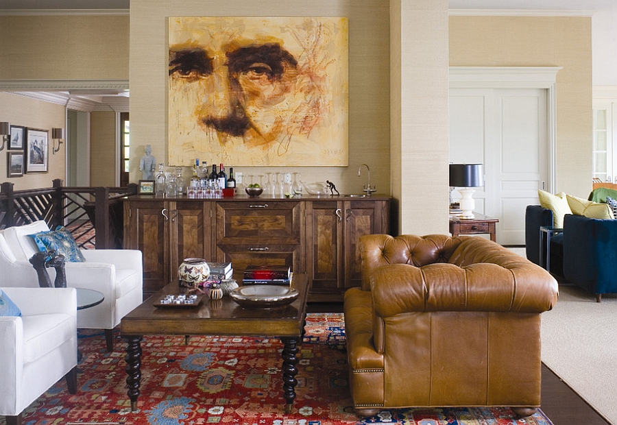 Chesterfield sofa is a great choice for the masculine living room [Design: Andrea Schumacher Interiors]