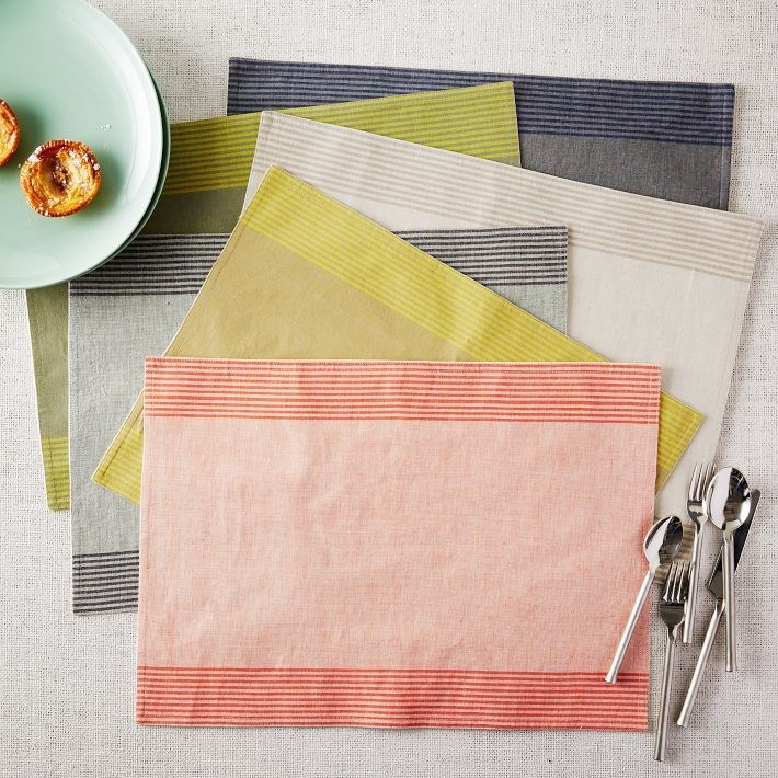 Cotton striped placemats in various hues