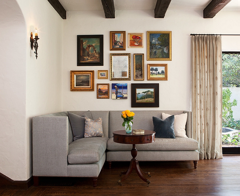 Custom corner sofa allows you to enjoy a quiet cup of coffee [Design: Lisa Rubenstein - Real Rooms]