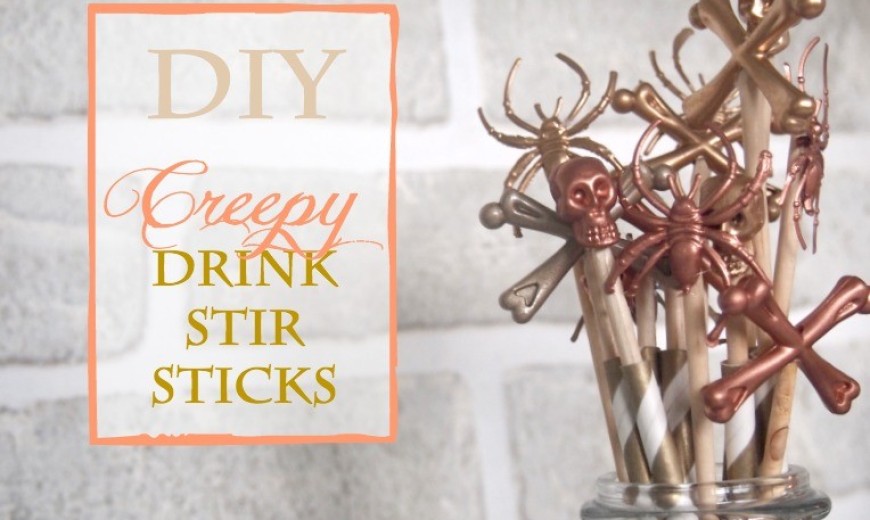 DIY Chic & Creepy Halloween Drink Stir Sticks!