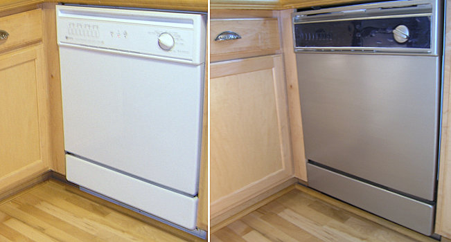 Dishwasher makeover with stainless steel paint