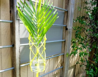 A DIY Hanging Vase With Neon Cording