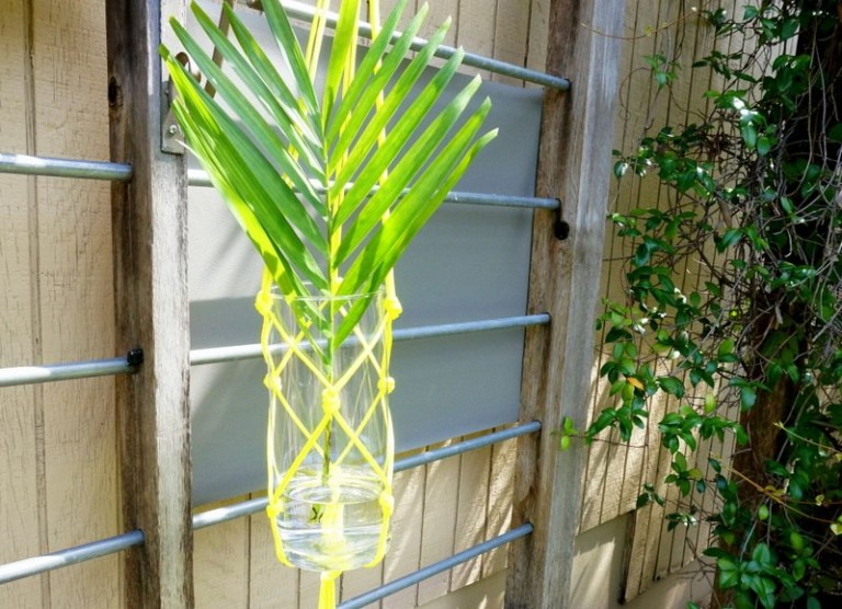 A DIY Hanging Vase With Neon Cording Decoist