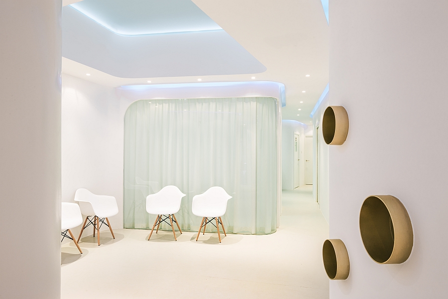 Eames molded plastic chairs inside the Dental Angels Clinic