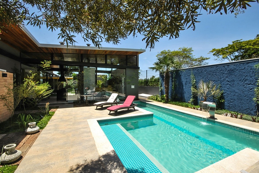 Elegant contemporary pool with spacious deck