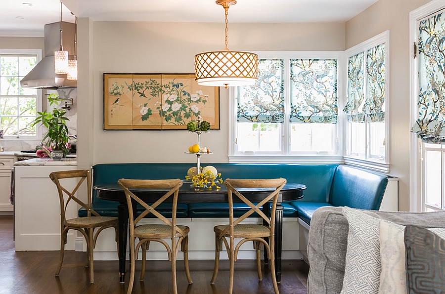 Fabulous corner banquette in the kitchen [By Catherine Nguyen Photography]