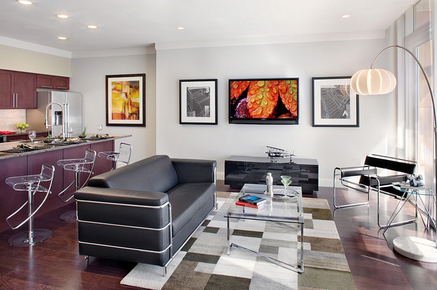 Fabulous living room with an edgy, elegant appeal [Design: Paula Ables Interiors]