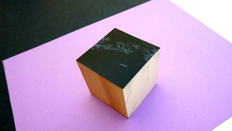 Geo cube with marble contact paper