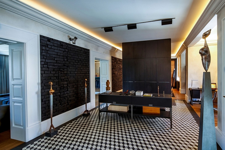 Geometric tiles give the interior a smart, sophisticated vibe