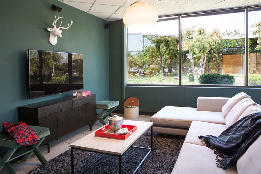 Industrial coffee table adds a unique dimension to the living space