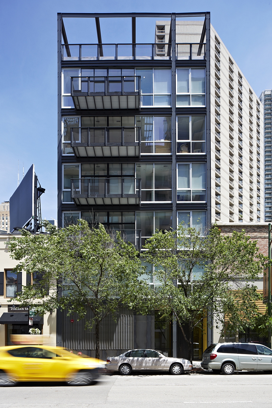 Industrial style facade of the Chicago building pays a tribute to its rich past