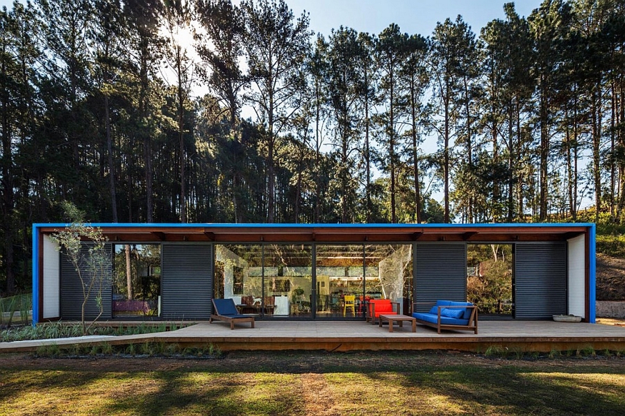 Large glass doors extend the living space outside