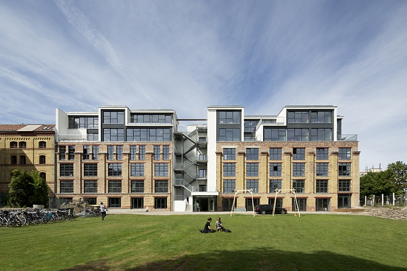 Large outdoor gardens create a relaxed work environment on the campus