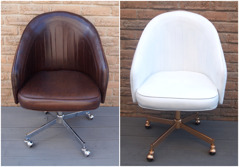 Leather chair before and after the transformation