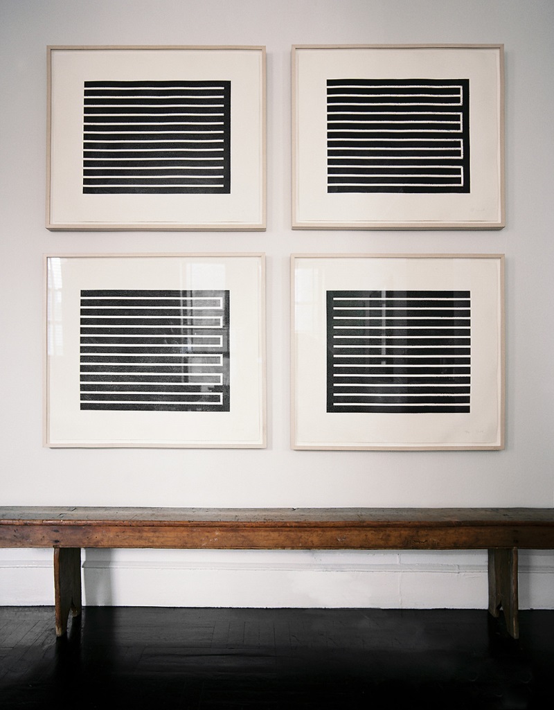 Midcentury artwork by Donald Judd in modern frames