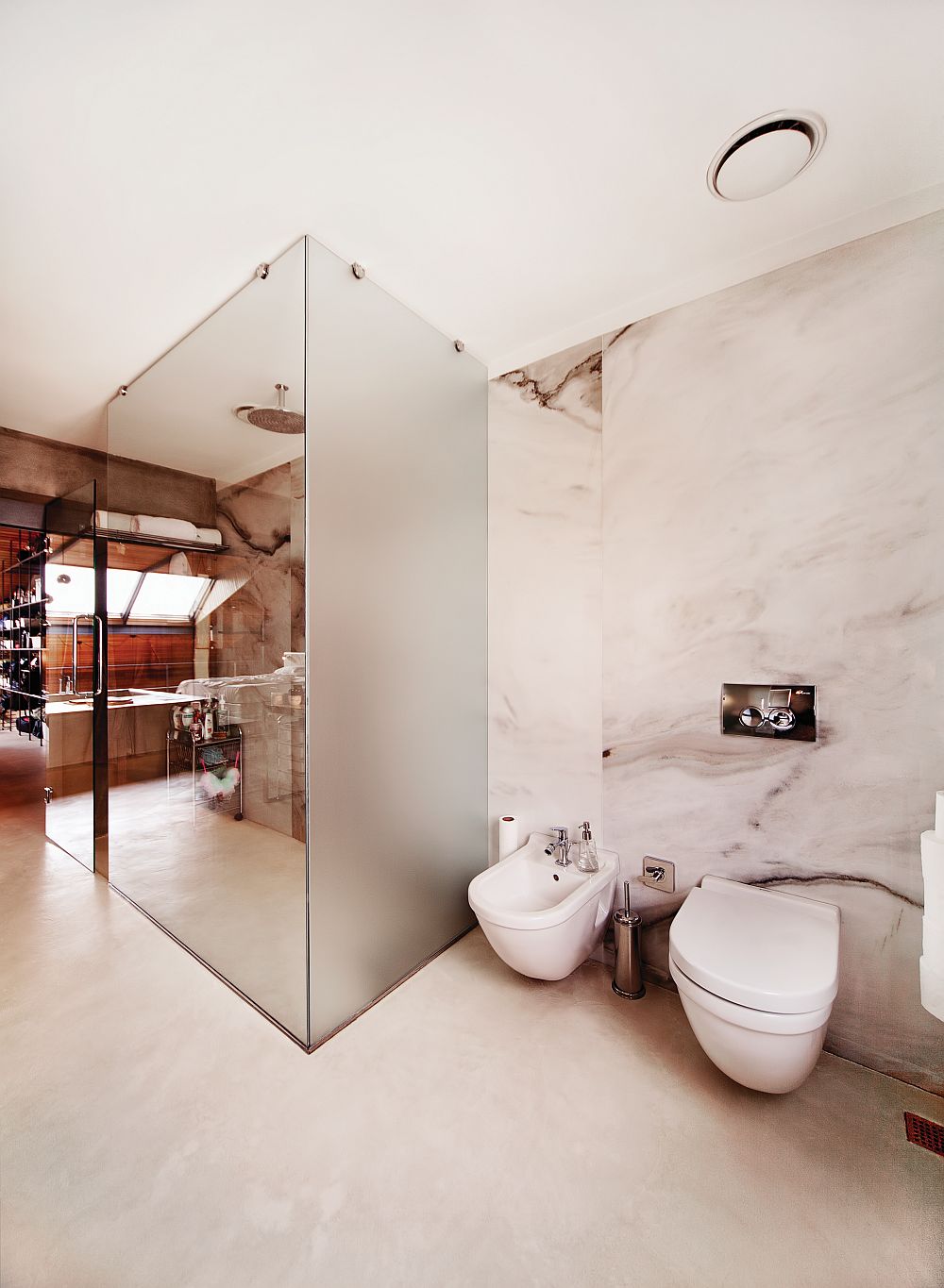 Modern bathroom with a glass shower area