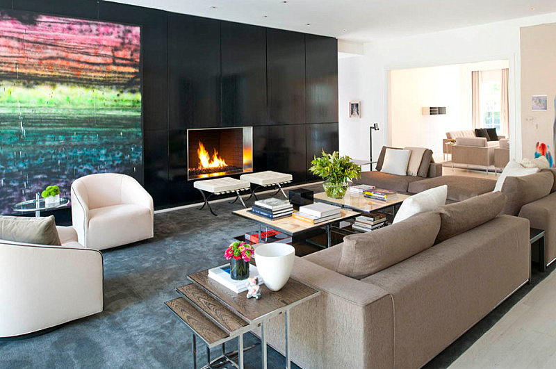 Modern living room with vibrant artwork