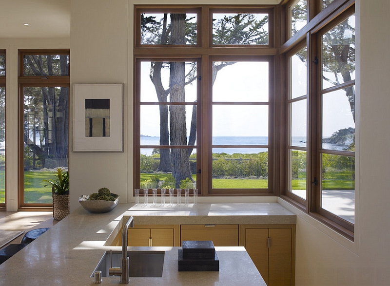 kitchen design with corner windows