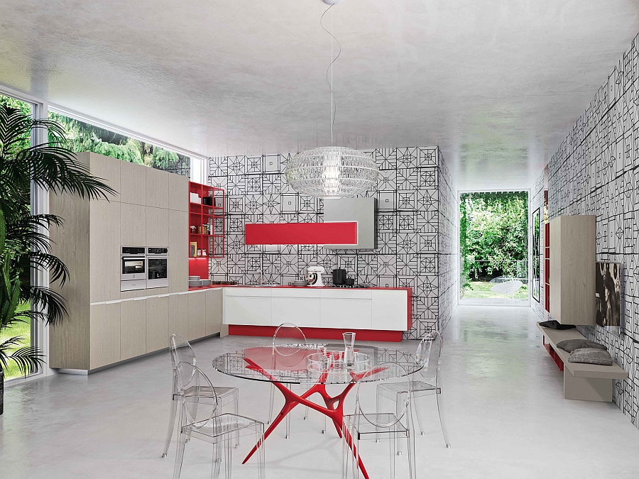 Orange Evolution kitchen in white and red for the the modern home