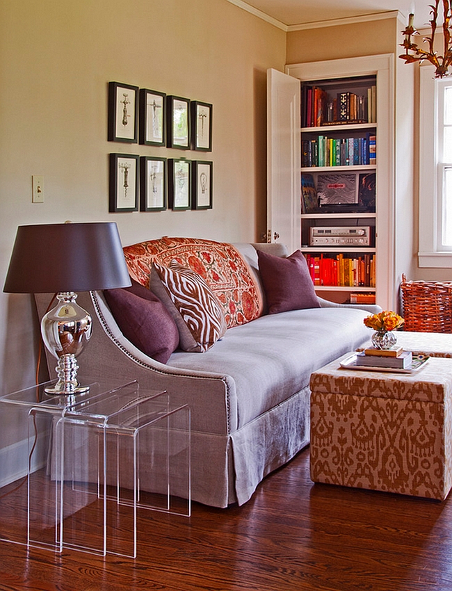 Peekaboo clear nesting tables in the living room