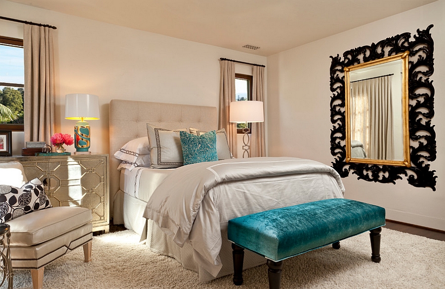 Pops Of Turquoise Enliven The Fabulous And Cozy Bedroom 