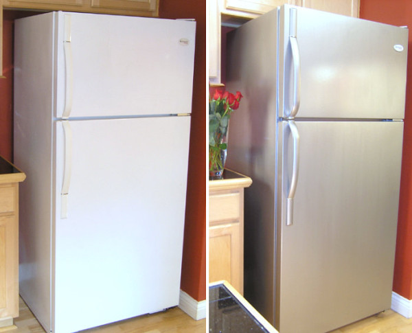 Transform Your Furniture And Appliances With Stainless Steel Paint   Refrigerator Makeover With Thomas Liquid Stainless Steel Paint 600x485 