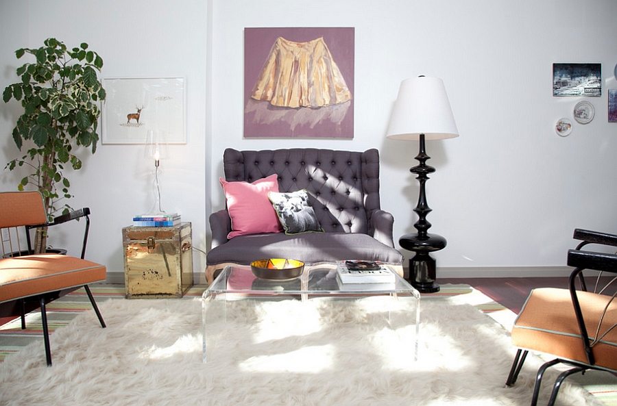 Simple and posh feminine living room [Design: Birdhouse Interior Design]
