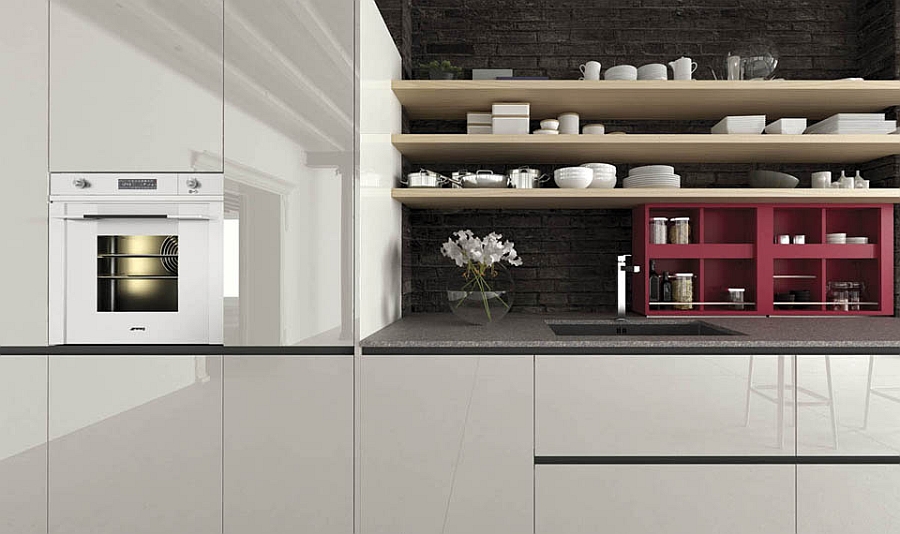 Simple floating open shelves for the efficient contemporary kitchen