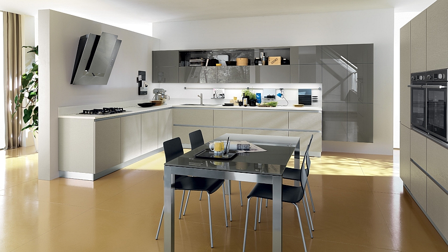 Simple straight lines used to shape creative kitchen units