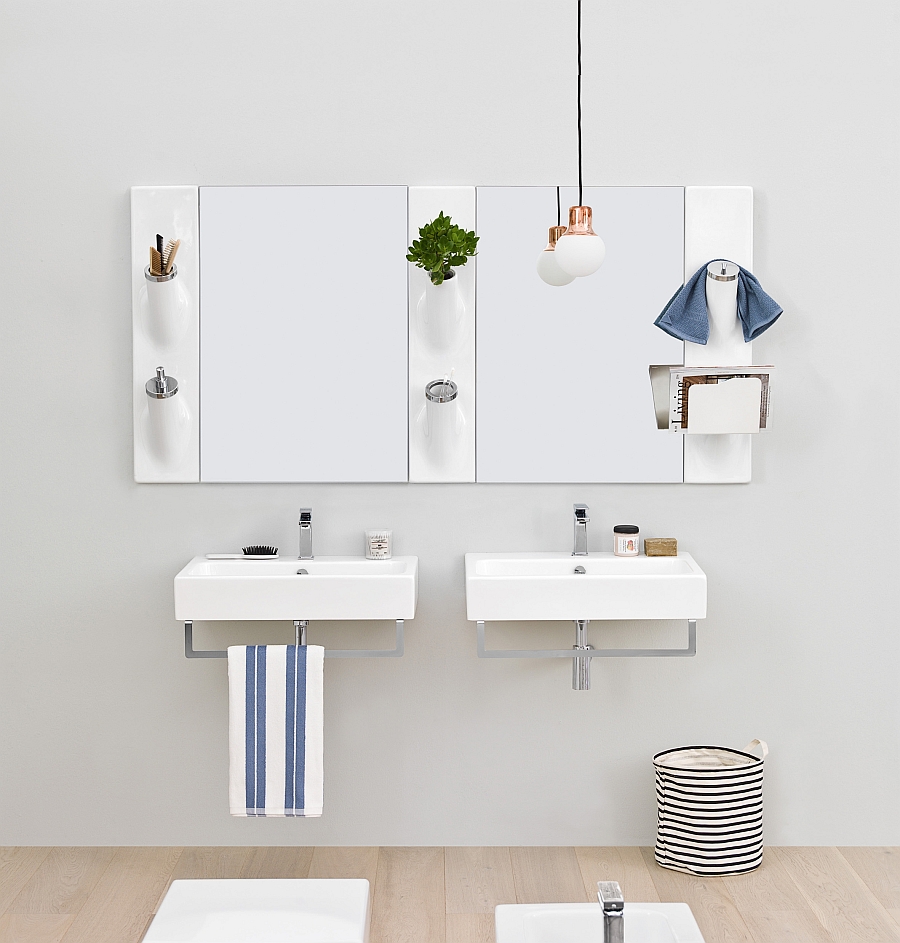 Sleek wall-mounted washbasins for the small modern bathroom