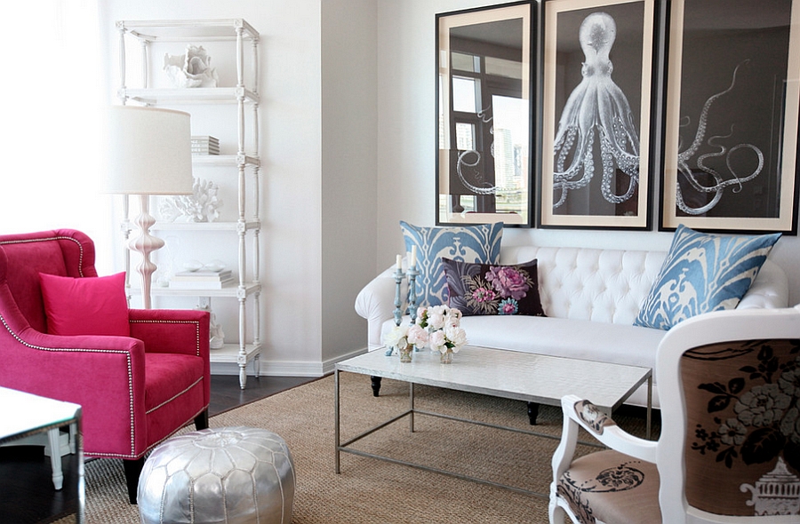 Small apartment living room with a feminine vibe [Design: The Cross Interior Design]