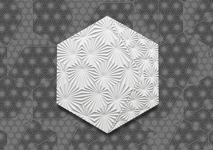 Smart and trendy concrete tile in white with creative pattern