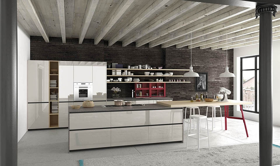 Smart kitchen island with an extended serving area creates a beautiful social kitchen