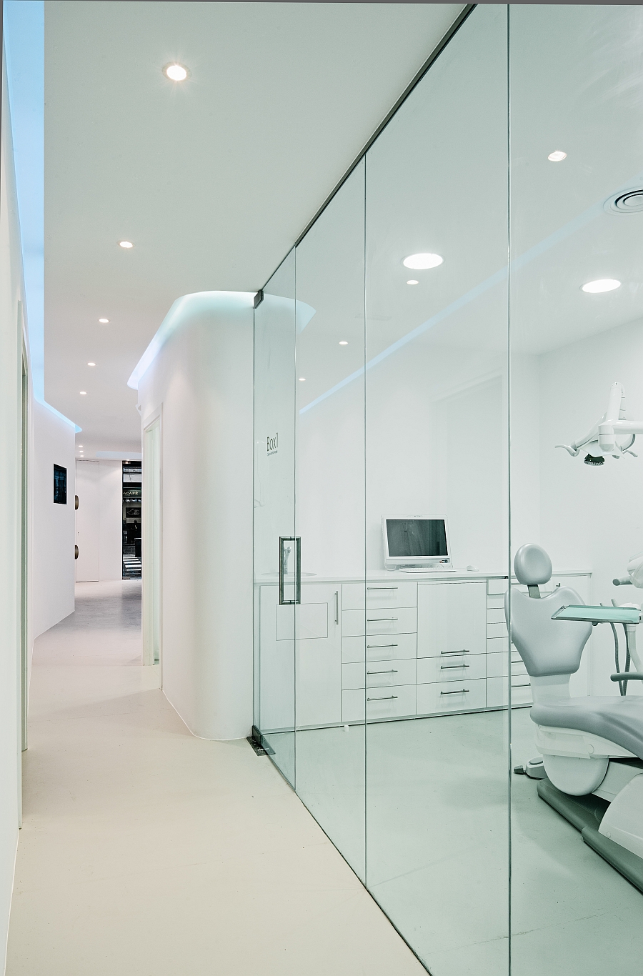 Smart usage of space with glass partitions and lovely curves