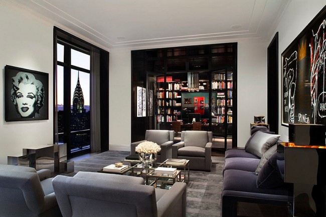 Spectacular View Of New York City Skyline Adds To The Appeal Of The Living Room 650x434 