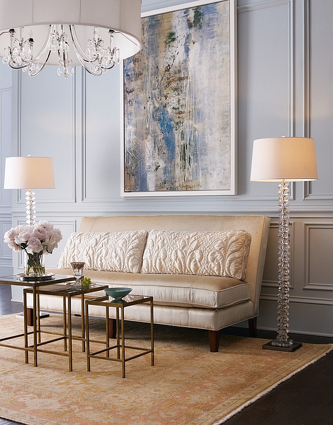 Stackable tables make for a inimitable coffee table in the living room