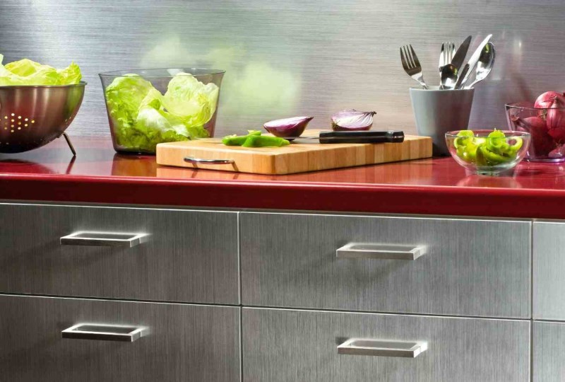Stainless steel contact paper in a modern kitchen
