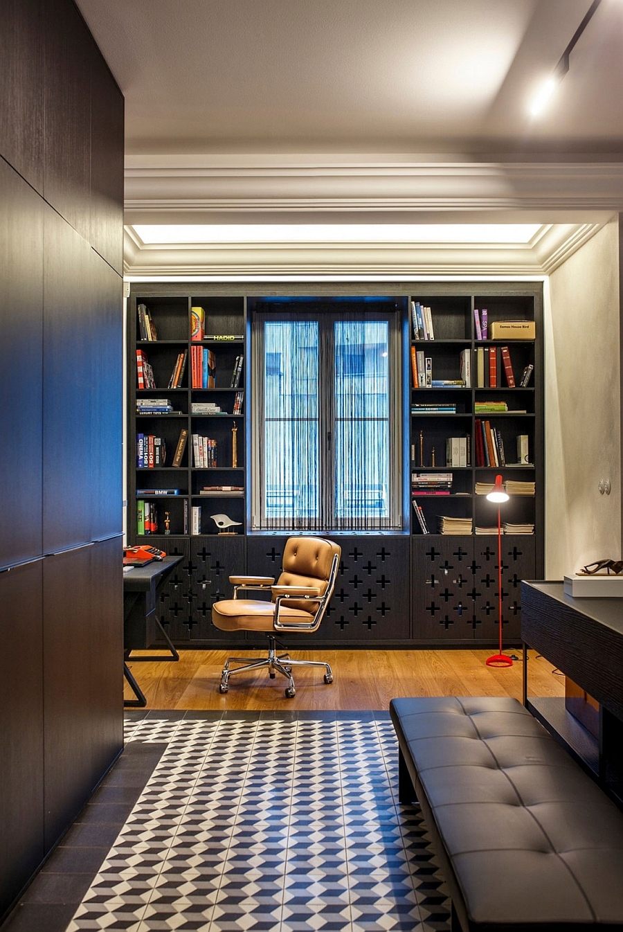 Stylish and smart home office in black