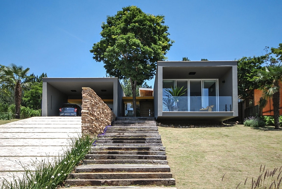 Stylish entrace to the private Sao Paulo Home cloaked in natural goodness