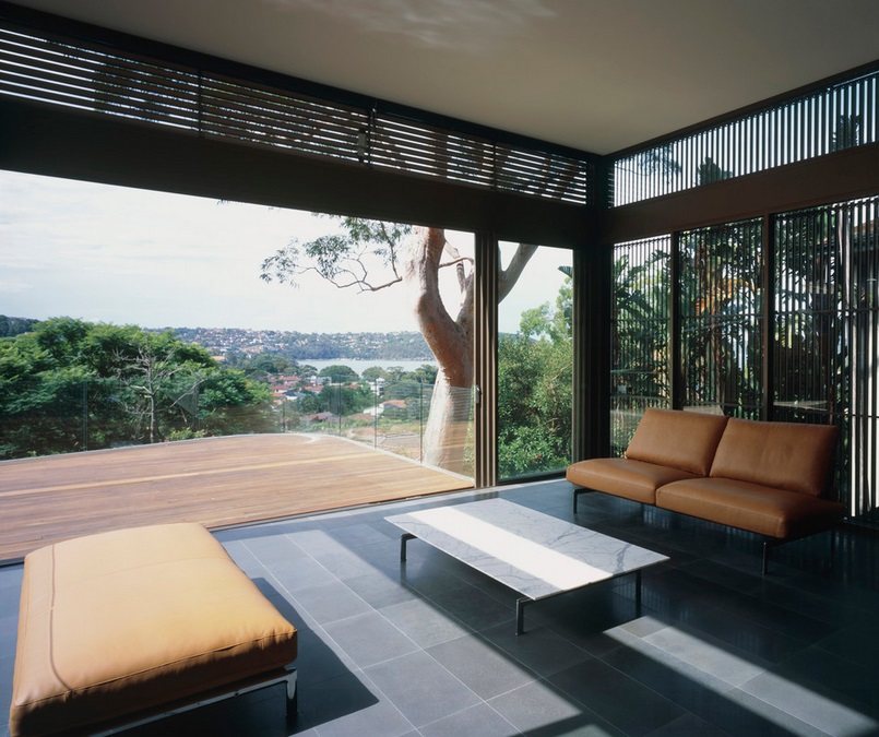 Sydney living area with aluminum louvres