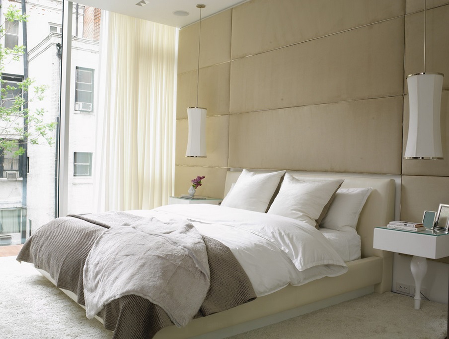 Textured bedroom filled with neutral tones