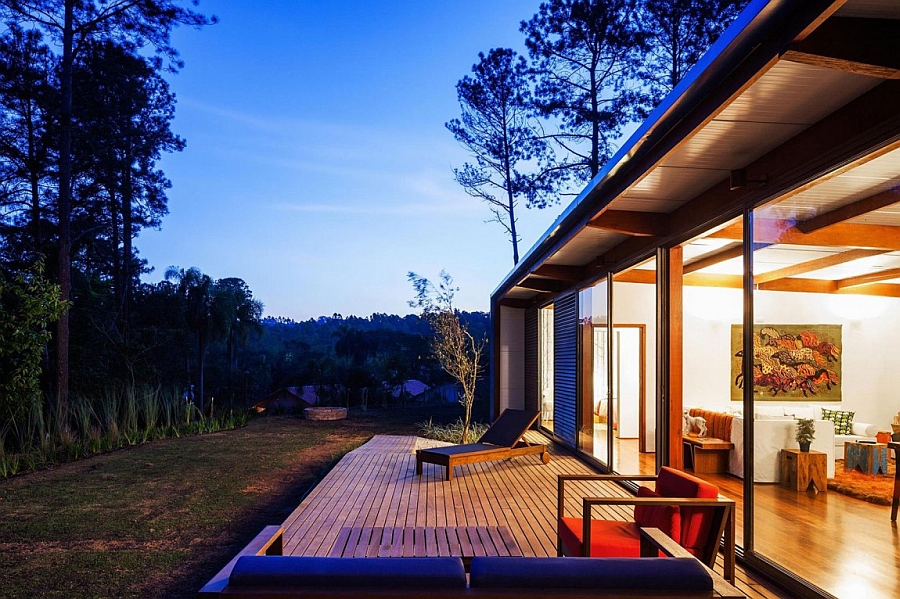 Warm lighting takes over at the summer vacation home after sunset