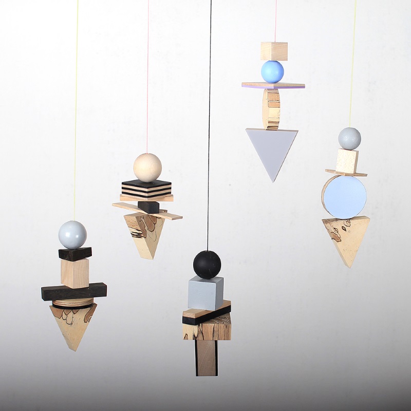 Wooden geo mobiles