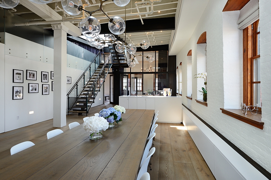 17-foot ceilings and Bavarian Oak floors inside the NYC Penthouse