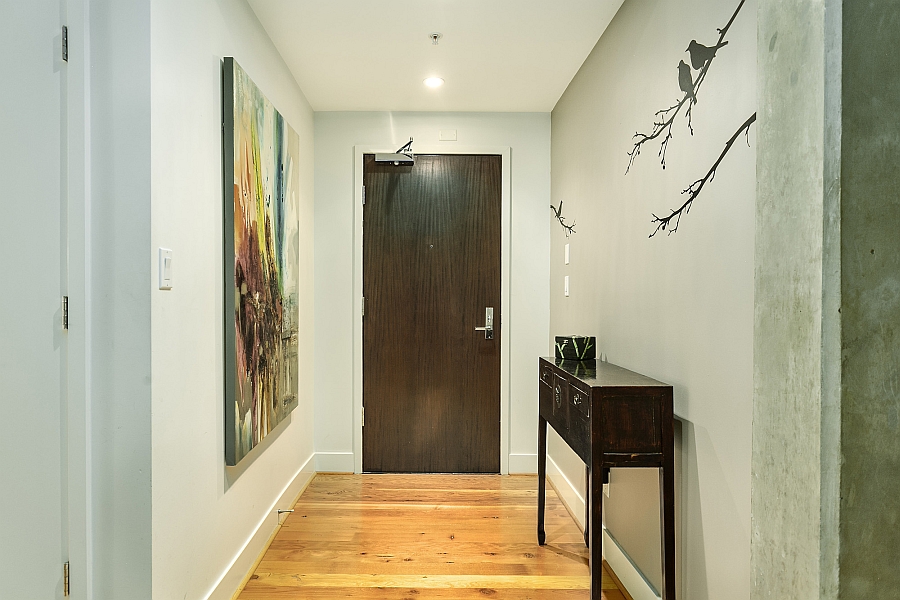 A look at the modern entry of the beautiful loft